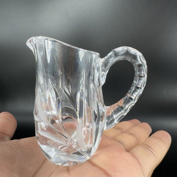 Vintage Clear Crystal Glass Miniature Small Pitcher Carafe Old Whimsical Decor - Picture 5 of 14